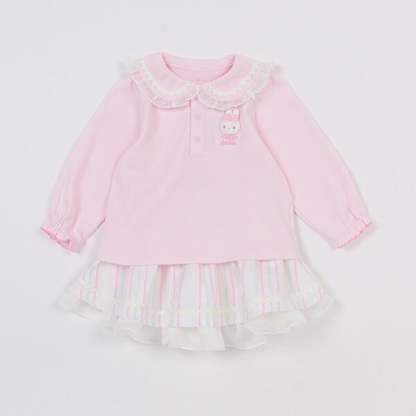 ウサギマスコットつき長袖Tシャツ＆スカートセット