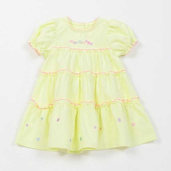 キャンディ刺しゅう　半袖ティアードワンピース