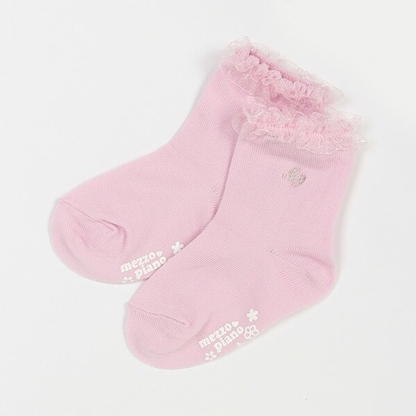 フリル　ロゴ刺しゅうソックス【日本製】