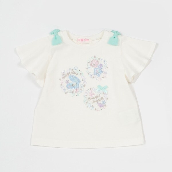 シェル　袖リボンTシャツ