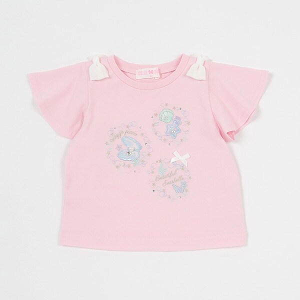 シェル　袖リボンTシャツ