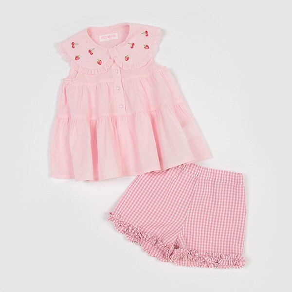 フルーツ刺しゅうBIGカラーチュニック＆ショートパンツセット