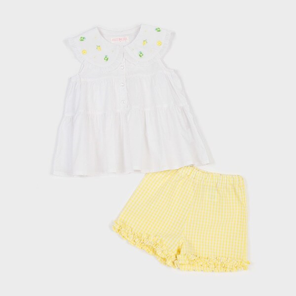 フルーツ刺しゅうBIGカラーチュニック＆ショートパンツセット