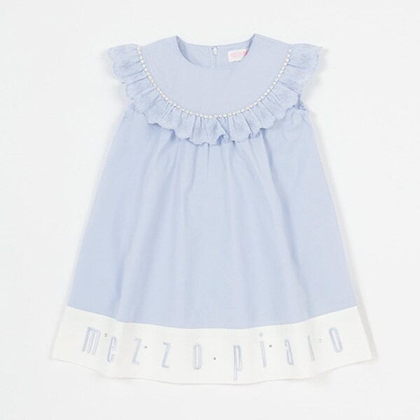 裾ロゴ刺しゅう　レースワンピース