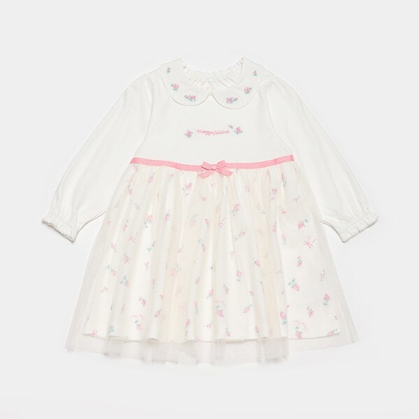 ローズつぼみ柄　ドッキングワンピース