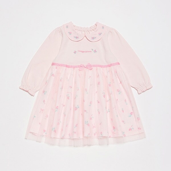 ローズつぼみ柄　ドッキングワンピース