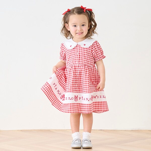 裾ロゴ　ギンガムチェック　ワンピース