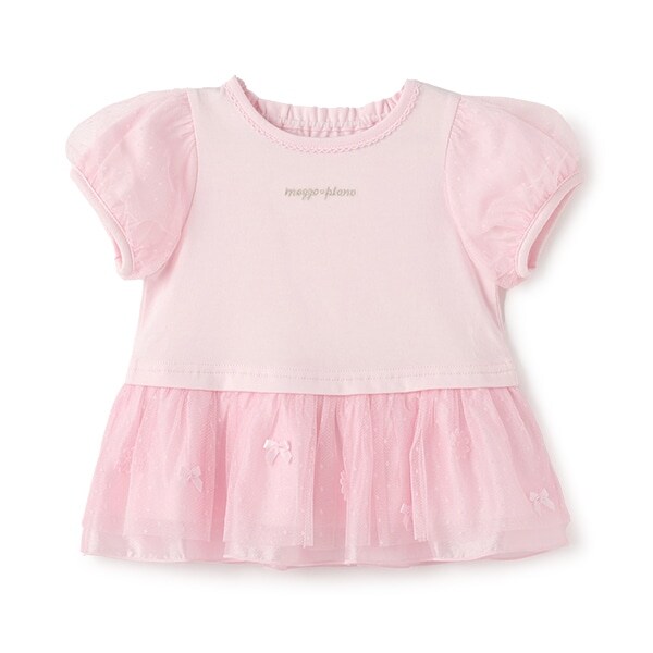 お花裾フリル　半袖チュニック