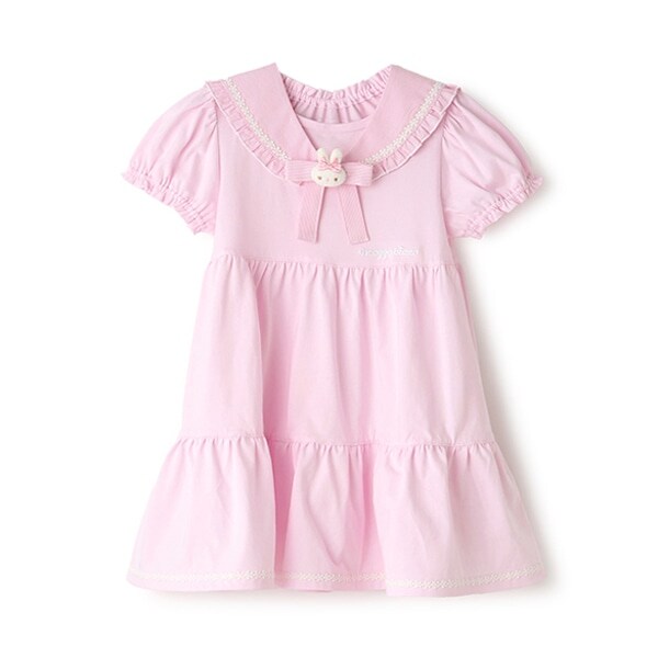 ウサギマスコットつきセーラー衿つきカットソーワンピース