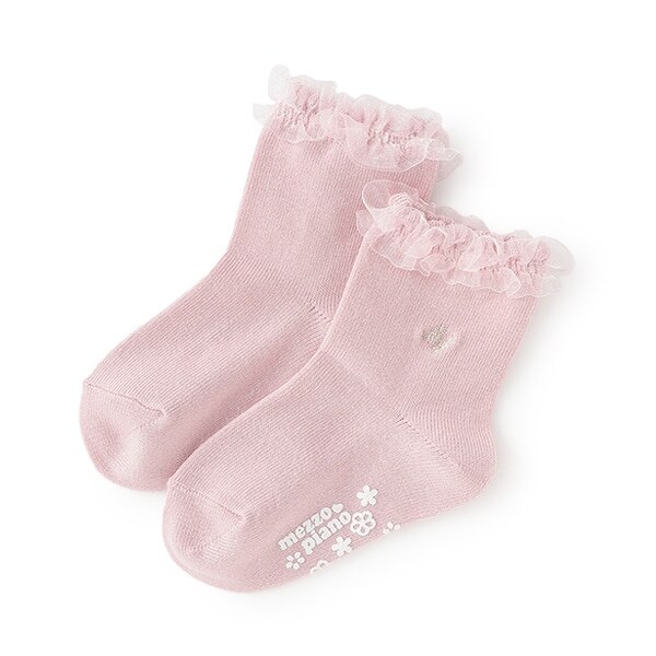 フリル　ロゴ刺しゅうソックス