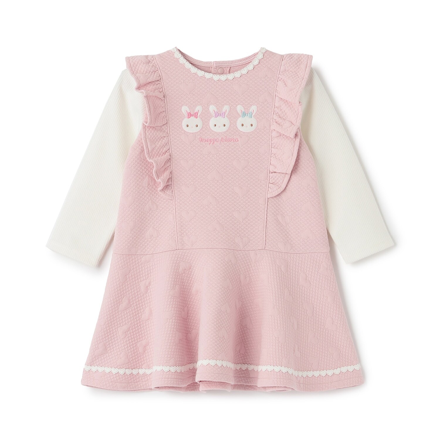 ウサギアップリケ　ハートジャガードワンピース