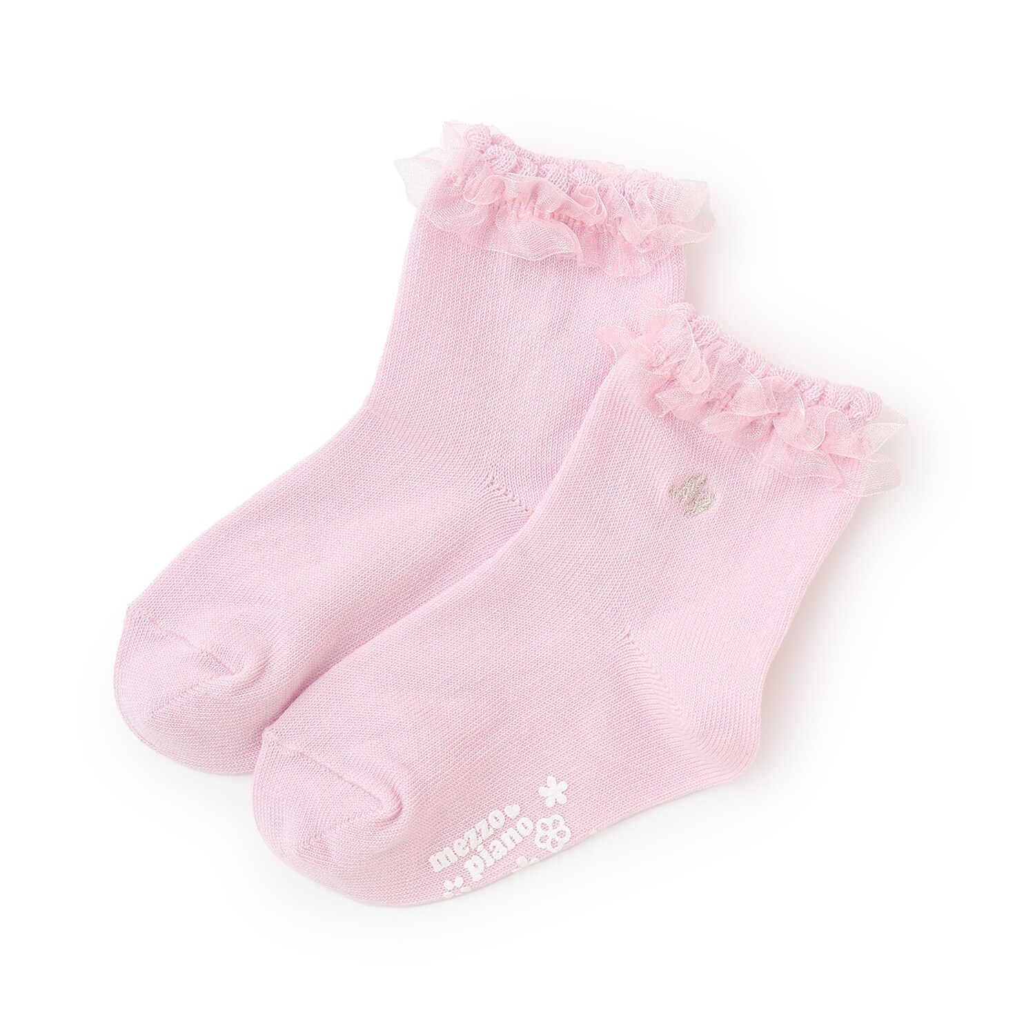 フリル　ロゴ刺しゅうソックス【日本製】