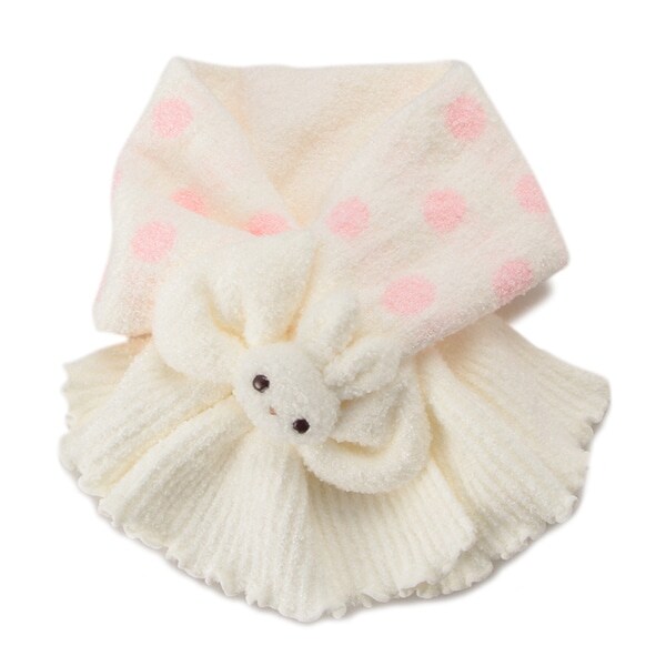 ウサギマスコットつきマシュマロニットマフラー