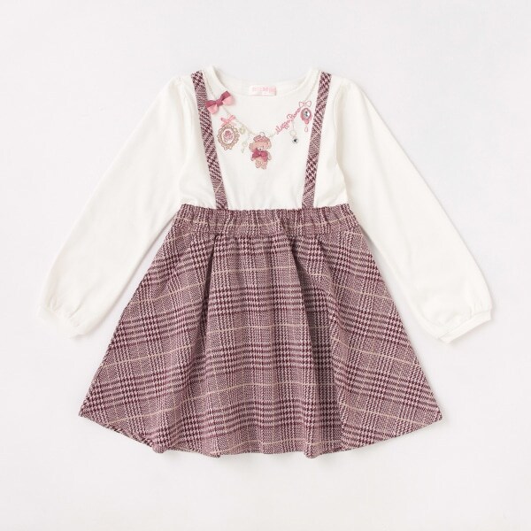 【人気商品再入荷】【直営店で取り扱い無し】くまネックレス異素材ワンピース