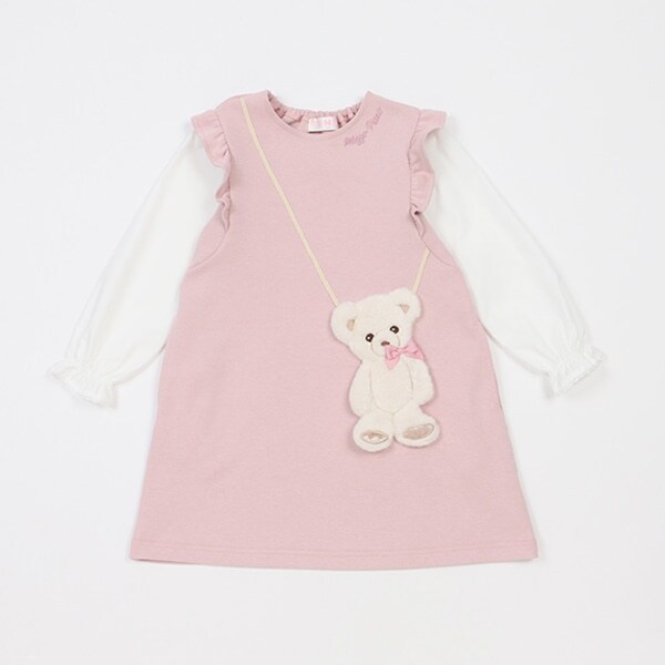 【人気商品再入荷】【直営店で取り扱い無し】クマポシェット風　袖切替カットワンピース