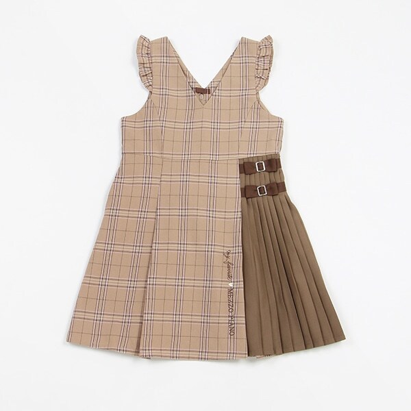 【人気商品再入荷】【直営店で取り扱い無し】チェックサイドプリーツ　ジャンパースカート