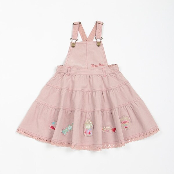 【人気商品再入荷】【直営店で取り扱い無し】スウィーツワッペン　サロペットスカート