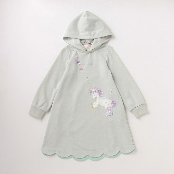 【人気商品再入荷】【直営店で取り扱い無し】ユニコーンポシェット風パーカワンピース