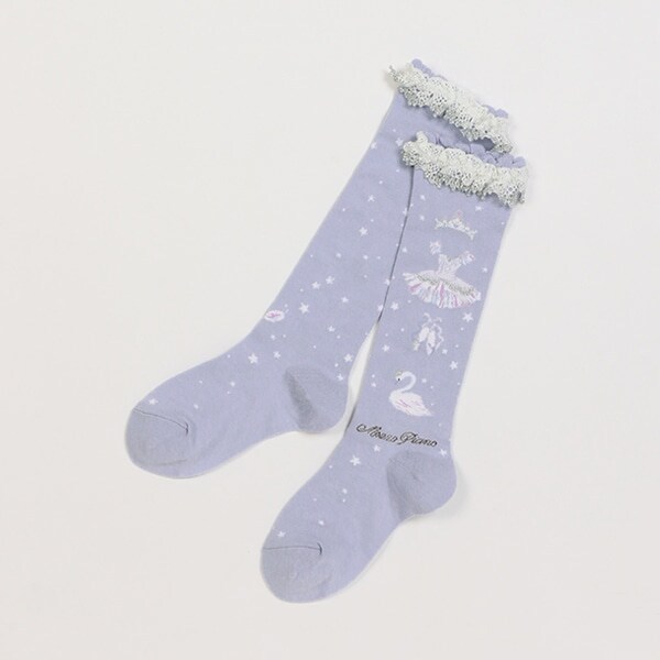 【人気商品再入荷】【直営店で取り扱い無し】バレリーナ柄ハイソックス【日本製】