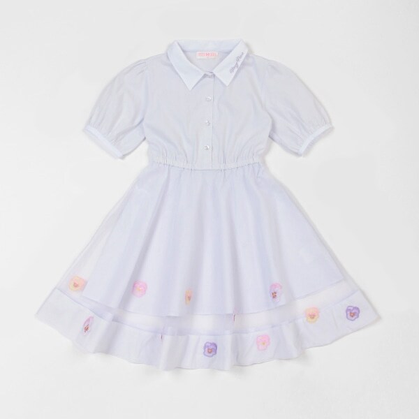 【人気商品再入荷】【直営店で取り扱い無し】チュール切替パンジー　ワンピース