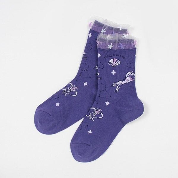 【人気商品再入荷】【直営店で取り扱い無し】星座柄クルーソックス【日本製】