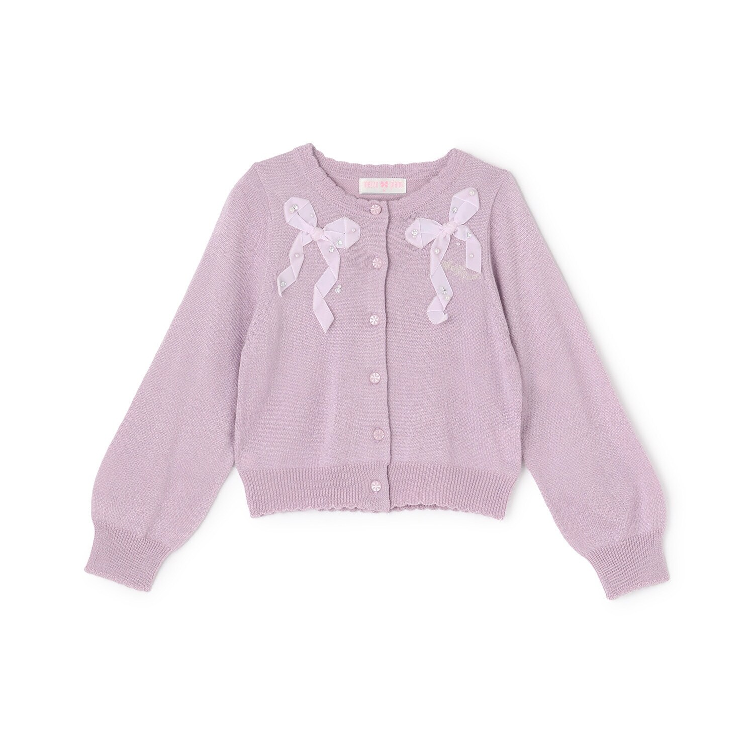 【人気商品再入荷】【直営店で取り扱い無し】リボン　ラメニットカーディガン