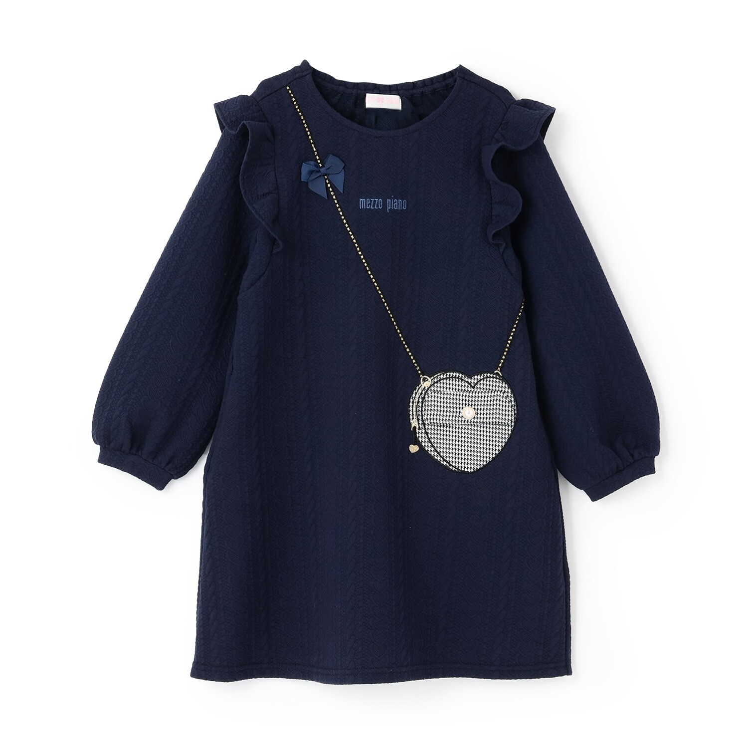 【人気商品再入荷】【直営店で取り扱い無し】キルトジャガード　ハートポシェット風ワンピース