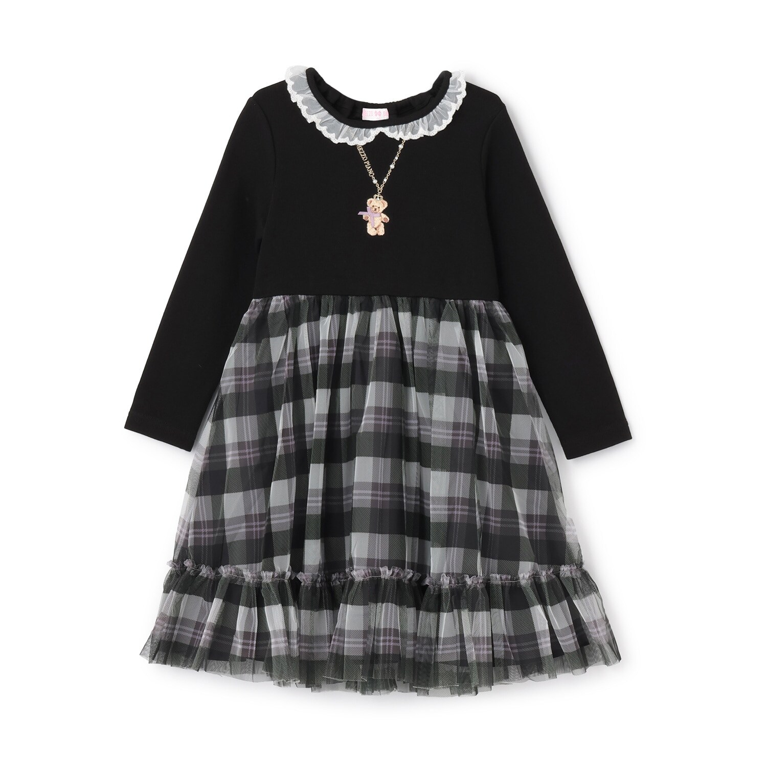 【人気商品再入荷】【直営店で取り扱い無し】チェックチュール　ドッキングワンピース