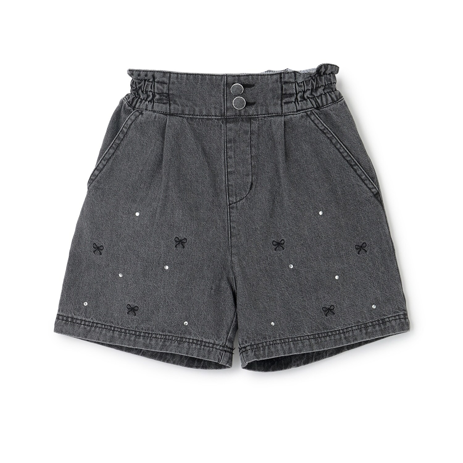 【人気商品再入荷】【直営店で取り扱い無し】リボン刺しゅうラインストーン　ショートパンツ