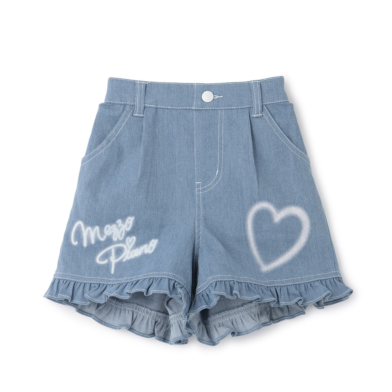 【人気商品再入荷】【直営店で取り扱い無し】ハートペイントデニム　ショートパンツ