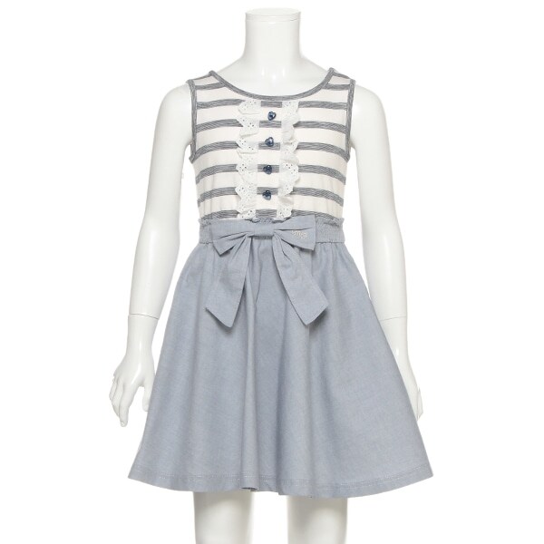 ボーダー×ダンガリー ワンピース