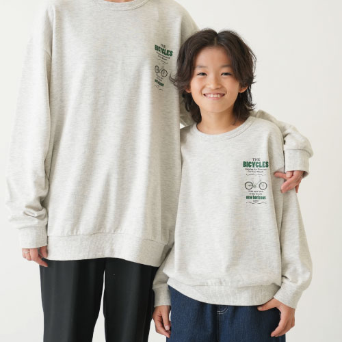 【親子リンク】乗り物プリントワイドスウェット