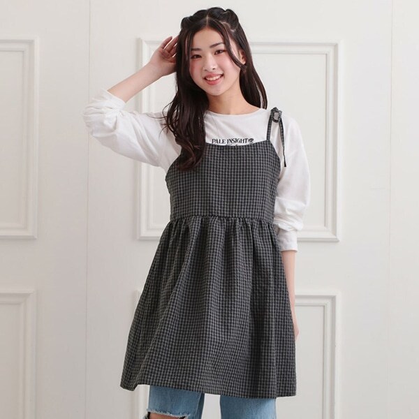 ギンガムキャミワンピ＋ロンTセット