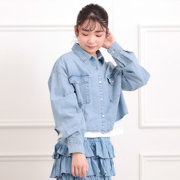 【セットアイテム】短丈デニムシャツ＋ロンT