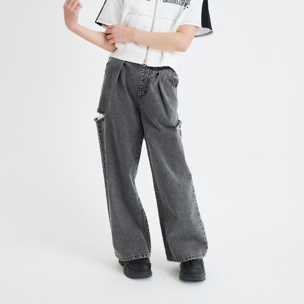 ダメージアソートタックデニムパンツ