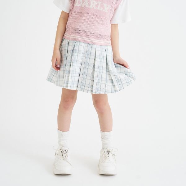 チェックフロントプリーツスカート