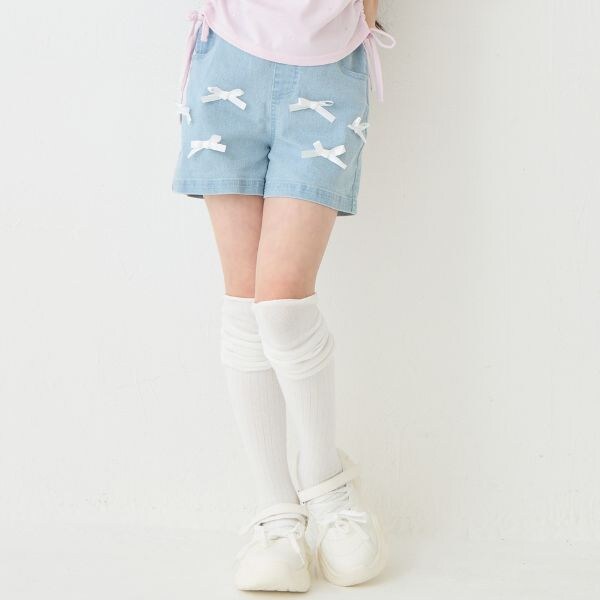 リボンデニムショートパンツ