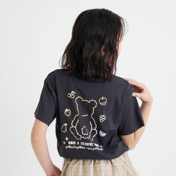 【デイリープライス】グラデくまちゃん半袖チュニックTシャツ