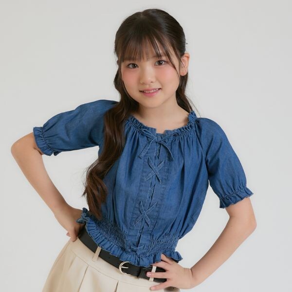 レースアップオフショルブラウス