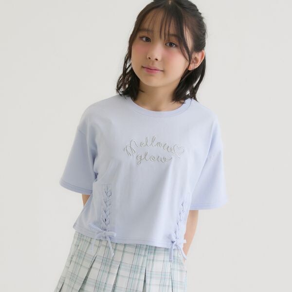 アソート柄レースアップ半袖Tシャツ