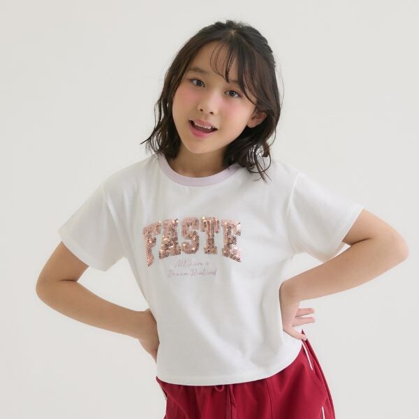 【接触冷感】キラキラカレッジリンガー半袖Tシャツ