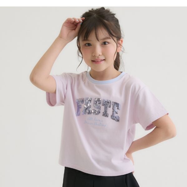 【接触冷感】キラキラカレッジリンガー半袖Tシャツ
