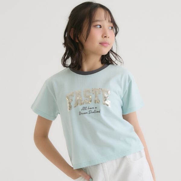 【接触冷感】キラキラカレッジリンガー半袖Tシャツ