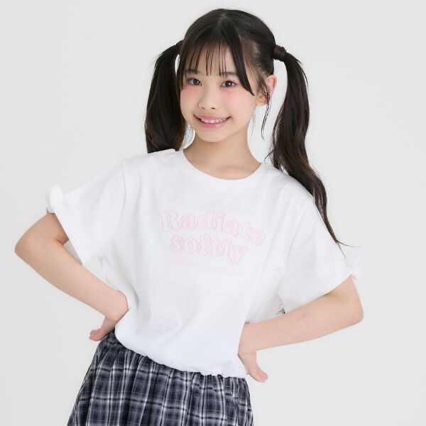 【接触冷感】袖あきリボン半袖Tシャツ