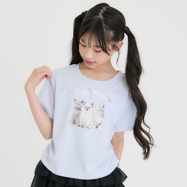 【接触冷感】ねこフォトドロスト半袖Tシャツ