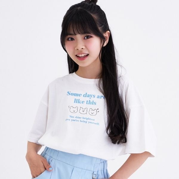 【デイリープライス】【綿100%】ゆるくまイラストカラバリ半袖Tシャツ