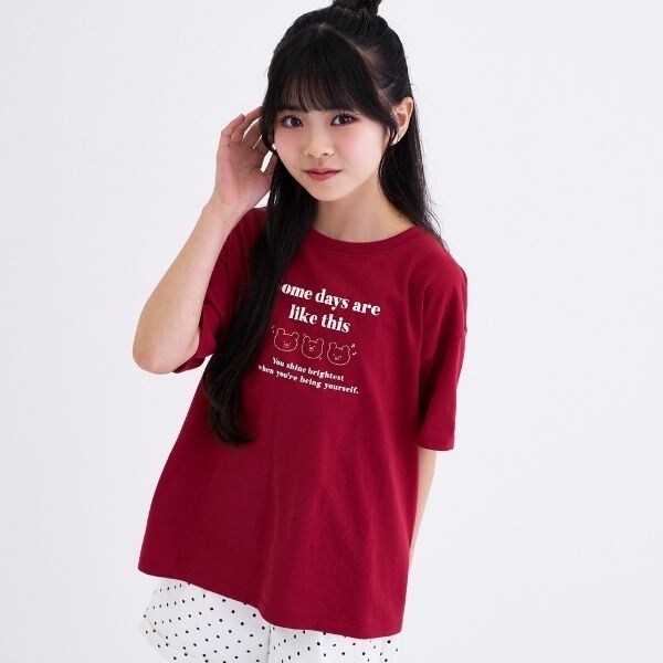 【デイリープライス】【綿100%】ゆるくまイラストカラバリ半袖Tシャツ