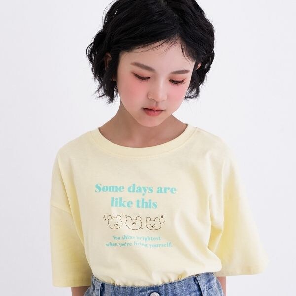 【デイリープライス】【綿100%】ゆるくまイラストカラバリ半袖Tシャツ