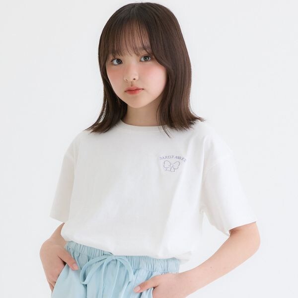 【綿100%】リボンくまちゃん半袖Tシャツ
