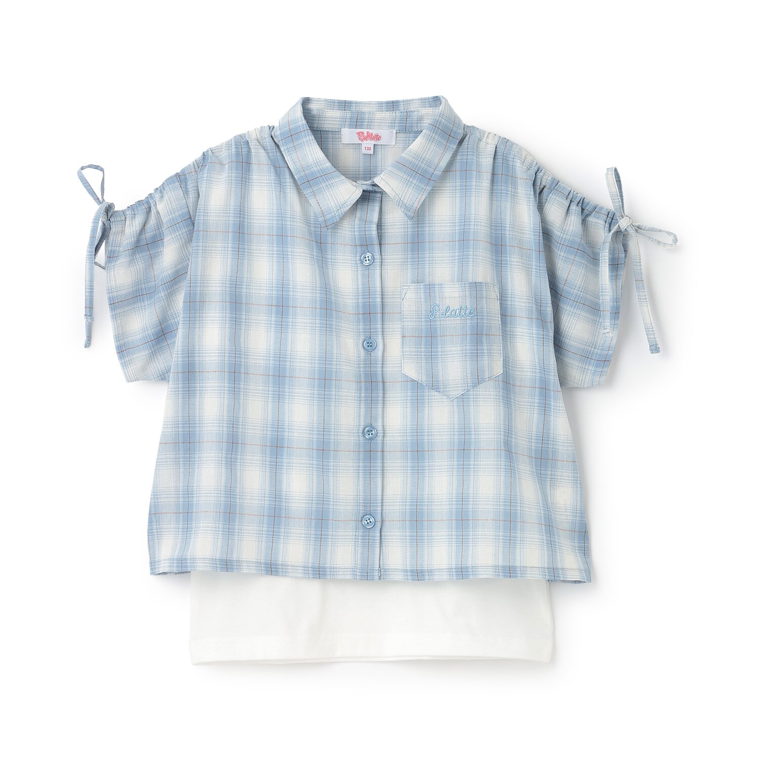 【3way】袖ドロストチェックシャツ＋タンクトップSET